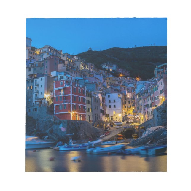 Riomaggiore at night Cinque Terre Liguria Italy Notepad (Front)