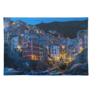 Riomaggiore at night Cinque Terre Liguria Italy Placemat