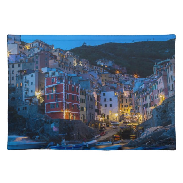 Riomaggiore at night Cinque Terre Liguria Italy Placemat (Front)