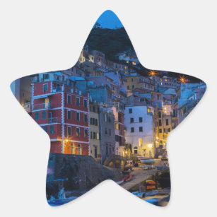 Riomaggiore at night Cinque Terre Liguria Italy Star Sticker