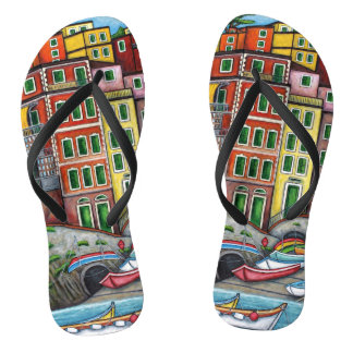 Riomaggiore Cinque Terre Custom Adult, Slim Straps Flip Flops