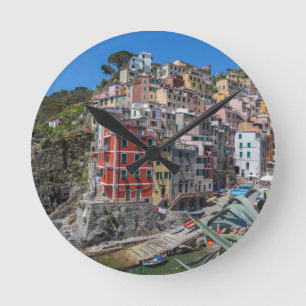 Riomaggiore Cinque Terre Liguria Italy Round Clock