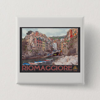 Riomaggiore Harbor (black) Pinback Button