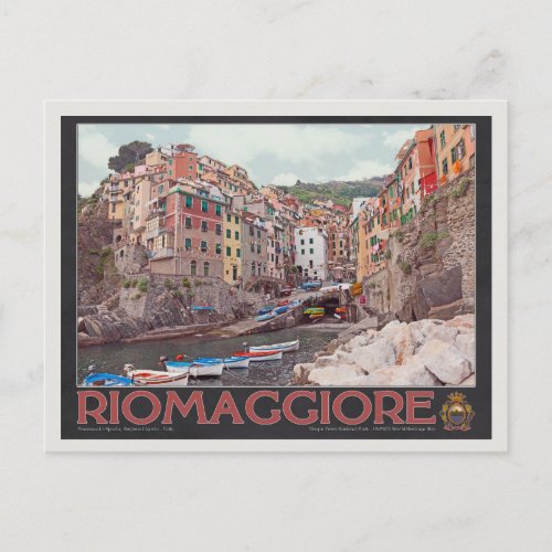 Riomaggiore Harbor _ on Blackjpg Postcard