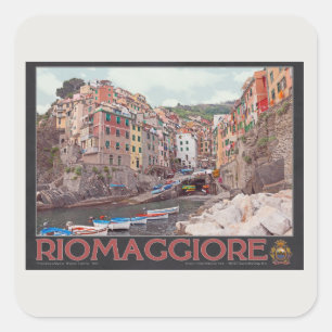 Riomaggiore Harbor - on Black.jpg Square Sticker