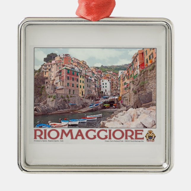 Riomaggiore Harbor - on White.jpg Metal Ornament (Front)