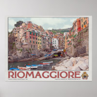 Riomaggiore Harbor - on White.jpg Poster