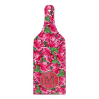 Riot of Pink Hibiscus Flowers With Custom Monogram