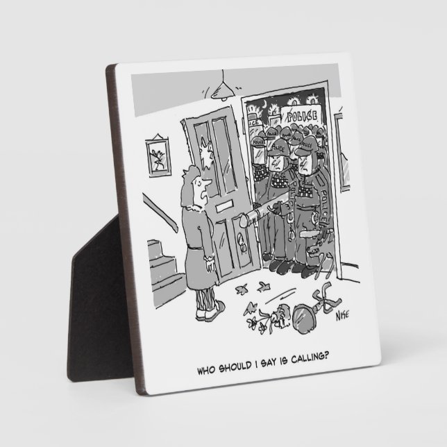 Riot Police Raid a Property - Funny Police Theme Plaque (Front)