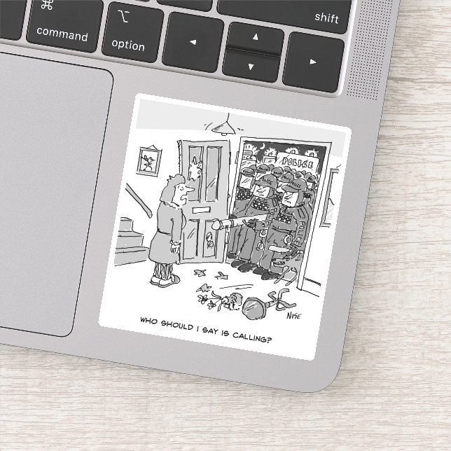 Riot Police Raid a Property - Funny Police Theme Sticker (Detail)