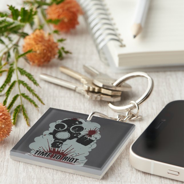 Riot Time Keychain (Front Right)