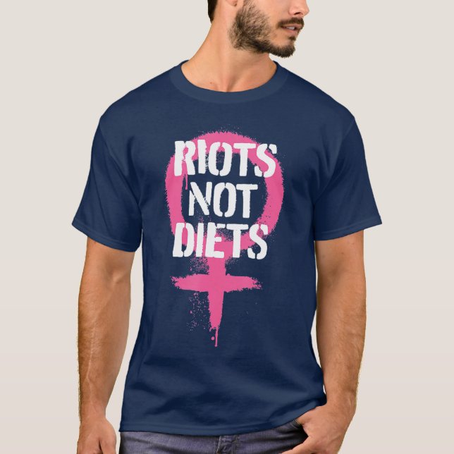 Riots Not Diets Feminist Punk Graphic T-Shirt (Front)