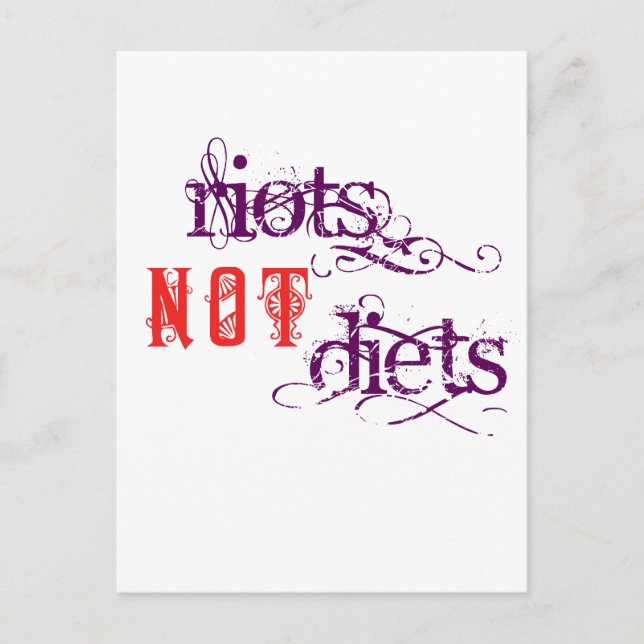 Riots Not Diets (Purple and Red) Postcard (Front)