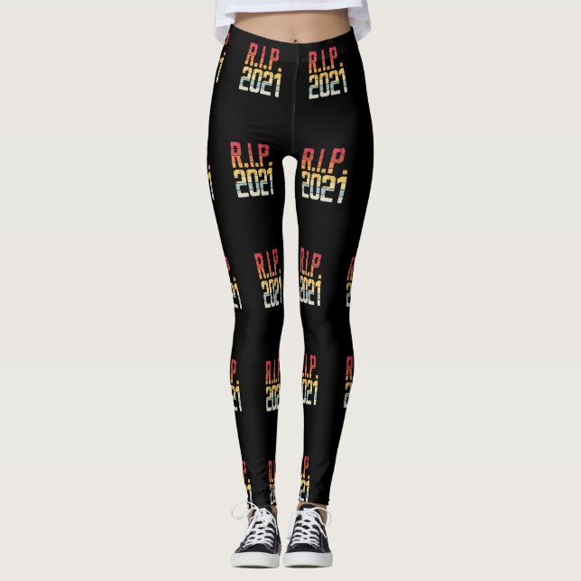 RIP 2021 New Years Eve Funny Quote Leggings (Front)