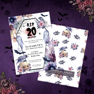 RIP 20 Birthday Gothic Halloween Milestone b'day Invitation