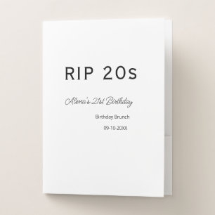 RIP 20s 21st birthday simple minimal brunch date n Pocket Folder