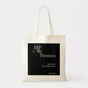 RIP 20s 30th Birthday Black and White Party Tote Bag