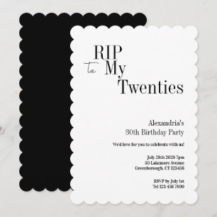 RIP 20s 30th Birthday Minimal Party Invitation