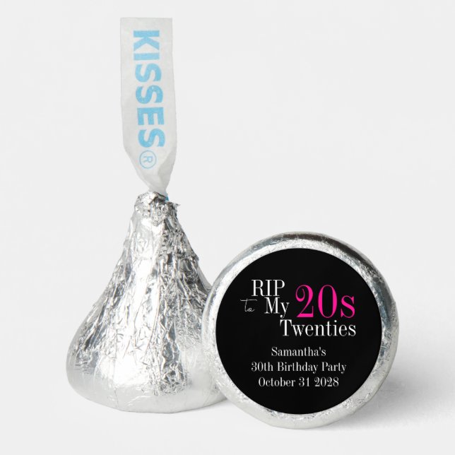RIP 20s 30th Birthday Party Black Pink Hershey®'s Kisses® (Front)