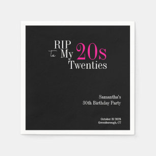 RIP 20s 30th Birthday Party Black Pink Napkins