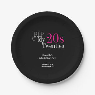 RIP 20s 30th Birthday Party Black Pink Paper Plates