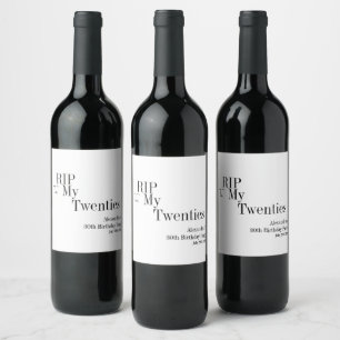 RIP 20s 30th Birthday Party Minimal Wine Label