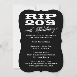 RIP 20's black 30th Birthday Party invitations