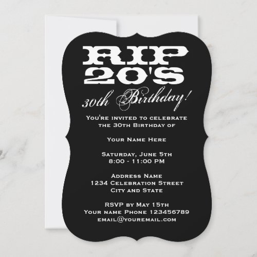 RIP 20s black 30th Birthday Party invitations