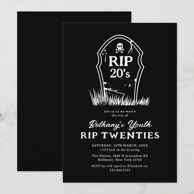 RIP 20s Black White 30th Birthday Party Invitation | Zazzle