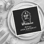RIP 20s Black White 30th Birthday Party Napkins<br><div class="desc">Funny funeral 30th birthday party napkins featuring a stylish black background,  a gravestone that reads 'RIP 20's',  the persons name,  age,  and date.</div>