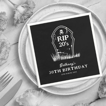 Rip 20s Black White 30th Birthday Party Napkins by special_stationery at Zazzle