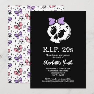 Rip 20s Coquette Aesthetic Bow 30th Birthday Party Invitation