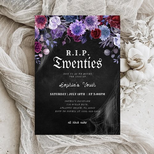 RIP 20s Floral Death to my Youth 30th Birthday Invitation