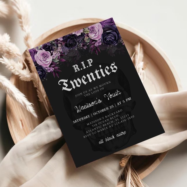 RIP 20s Floral Death to my Youth 30th Birthday Invitation (Creator Uploaded)