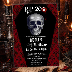 RIP 20s Gothic Skull Death to My 20s 30th Birthday Invitation