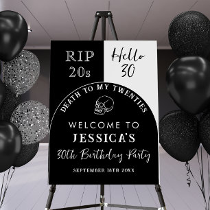 RIP 20s Hello 30 Tombstone Skull 30th Birthday Foam Board