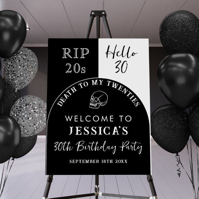 RIP 20s Hello 30 Tombstone Skull 30th Birthday Foam Board (Creator Uploaded)