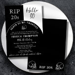 RIP 20s Hello 30 Tombstone Skull 30th Birthday Invitation<br><div class="desc">RIP 20s Hello 30 Tombstone Skull 30th Birthday Party Invitation - A unique Death to My Youth party invite. Featuring a half black, half white background with the phrases RIP 20s Hello 30 in a combination of vintage gothic text and script font. A tombstone arch with a hand drawn line...</div>