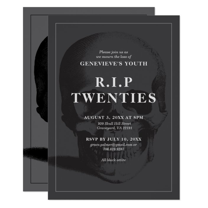 RIP 20's RIP Twenties RIP Youth Death Party Invitation | Zazzle.com