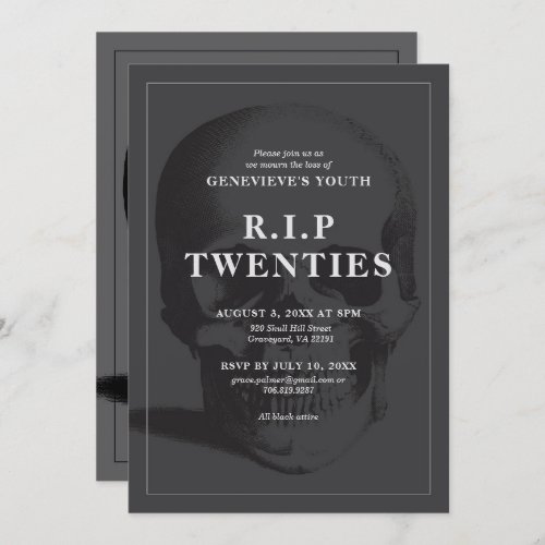 RIP 20s RIP Twenties RIP Youth Death Party Invitation