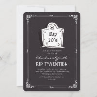 RIP 20s skull Black 30th Birthday Party Invitation