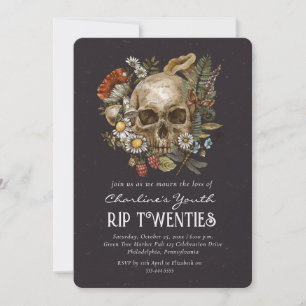 RIP 20s skull Floral 30th Birthday Party  Invitation
