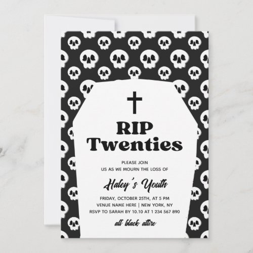 RIP 20s Twenties Funeral Goth Black 30th Birthday Invitation