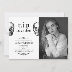 RIP 20s Twenties Funeral Skull 30th Birthday Photo Invitation