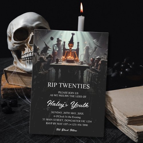 RIP 20s Twenties Funny Skeleton 30th Birthday Invitation