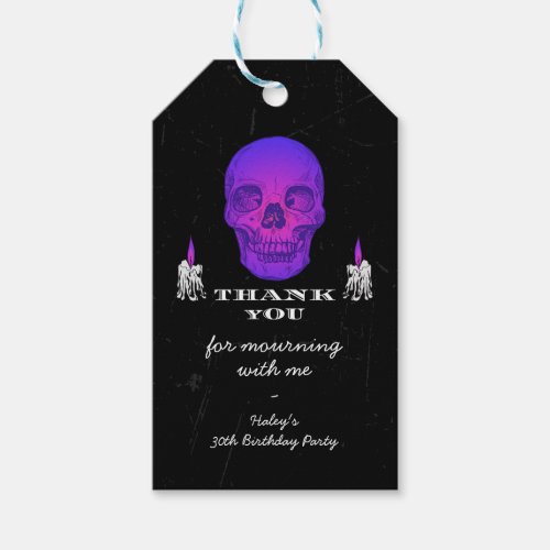 RIP 20s Twenties Purple Skull Gothic 30th Birthday Gift Tags
