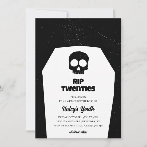RIP 20s Twenties Skull Gothic Black 30th Birthday Invitation