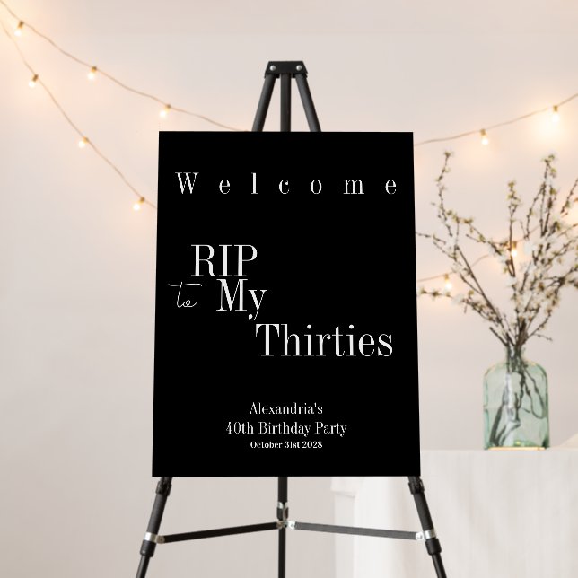 RIP 30s 40th Birthday Party Welcome Sign (In Situ (Stand))