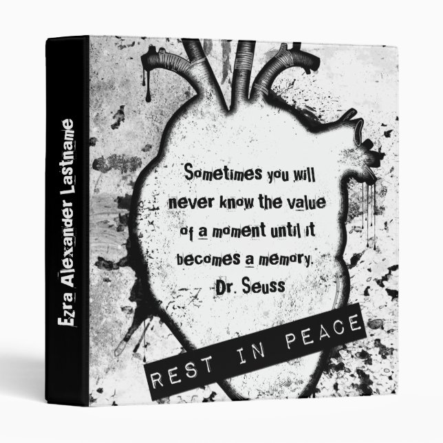 RIP anatomical heart memory book 3 Ring Binder (Front/Spine)