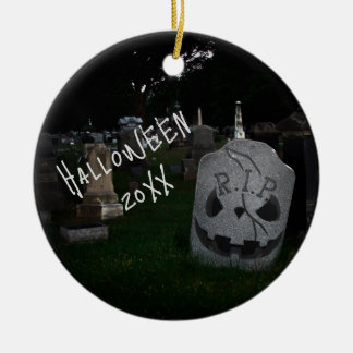 RIP Cemetery Tombstone Ceramic Ornament